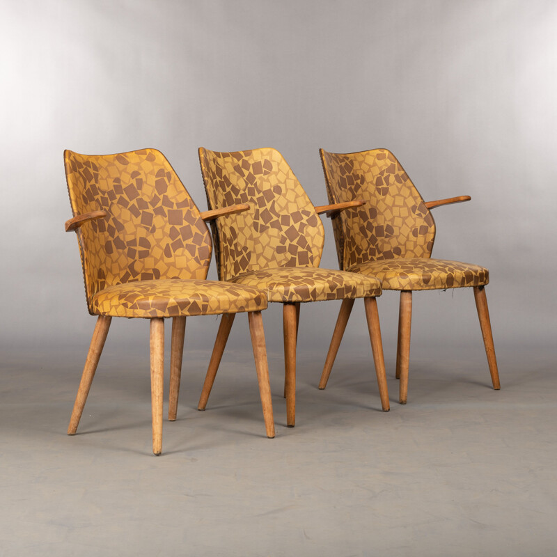 Vintage set of 3 Danish vinyl chairs