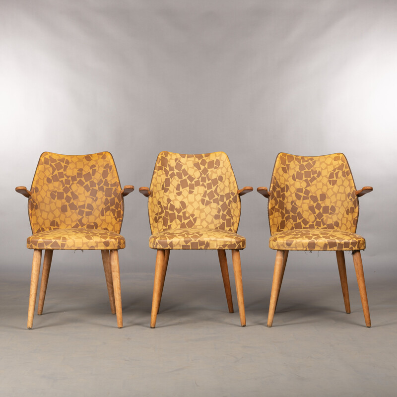 Suite de 3 chaises danoises vintage en vinyle  