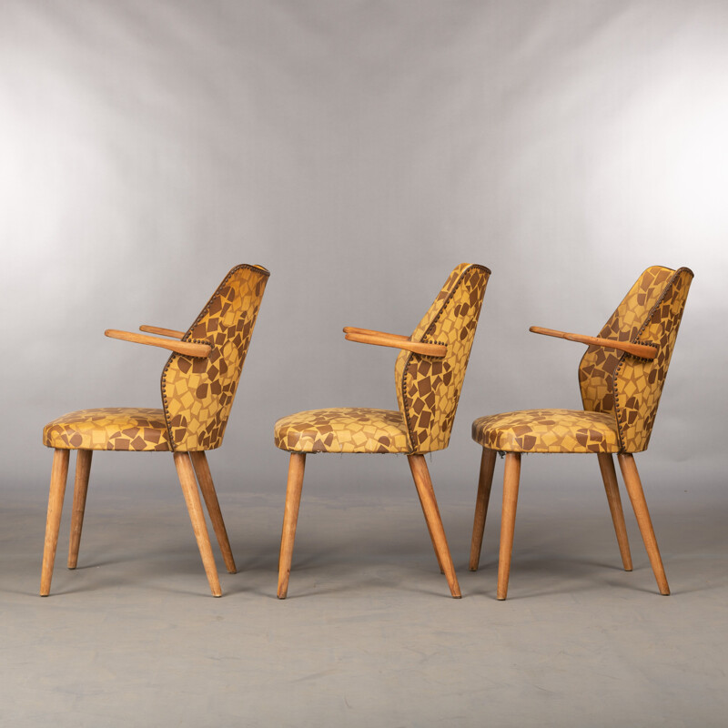 Conjunto de 3 sillas danesas vintage de vinilo