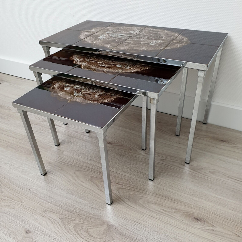 Vintage handpainted ceramic nesting tables by Juliette Belarti for Belarti, 1960s