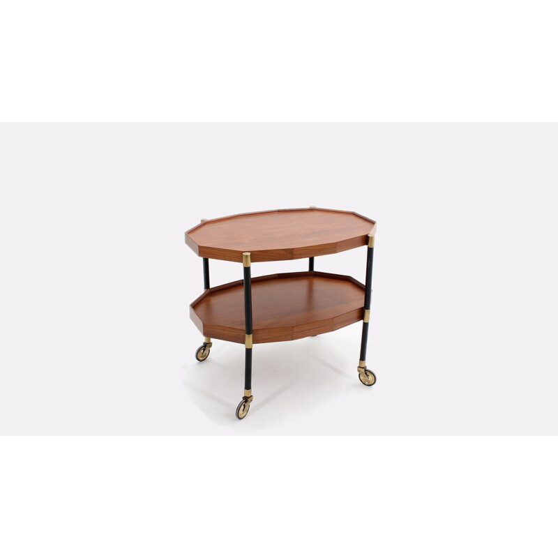 Vintage metal, brass and teak trolley by Bergonzi, Italy 1950