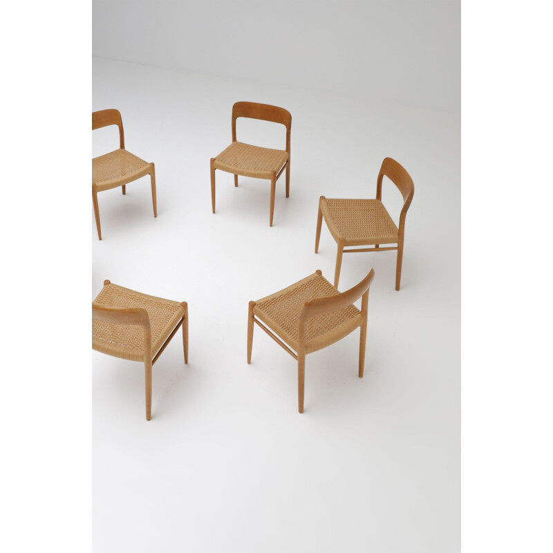 Ensemble de 6 chaises à repas vintage par Niels Otto Møller pour JL Møllers Møbelfabrik, 1970