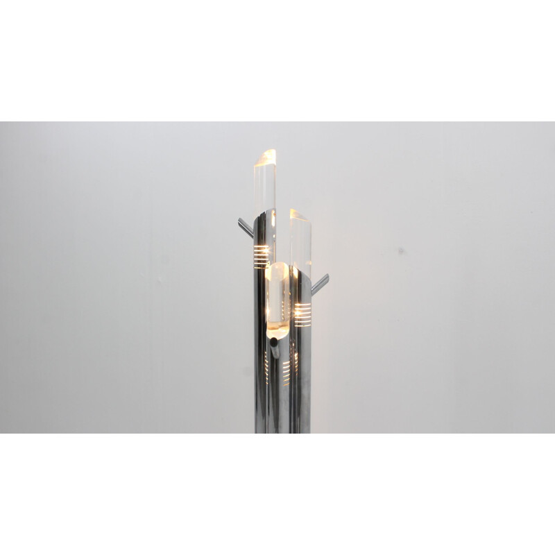 Lampadaire vintage Sciolari en lucite avec porte-manteau, 1970