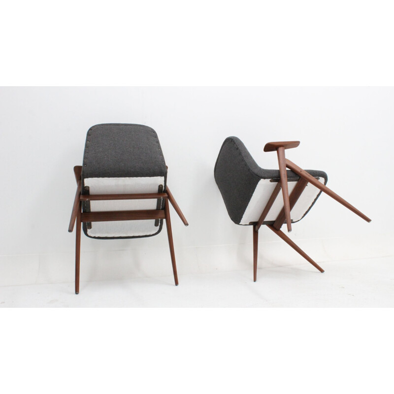 Pair of italian teak vintage easy chairs, 1950s