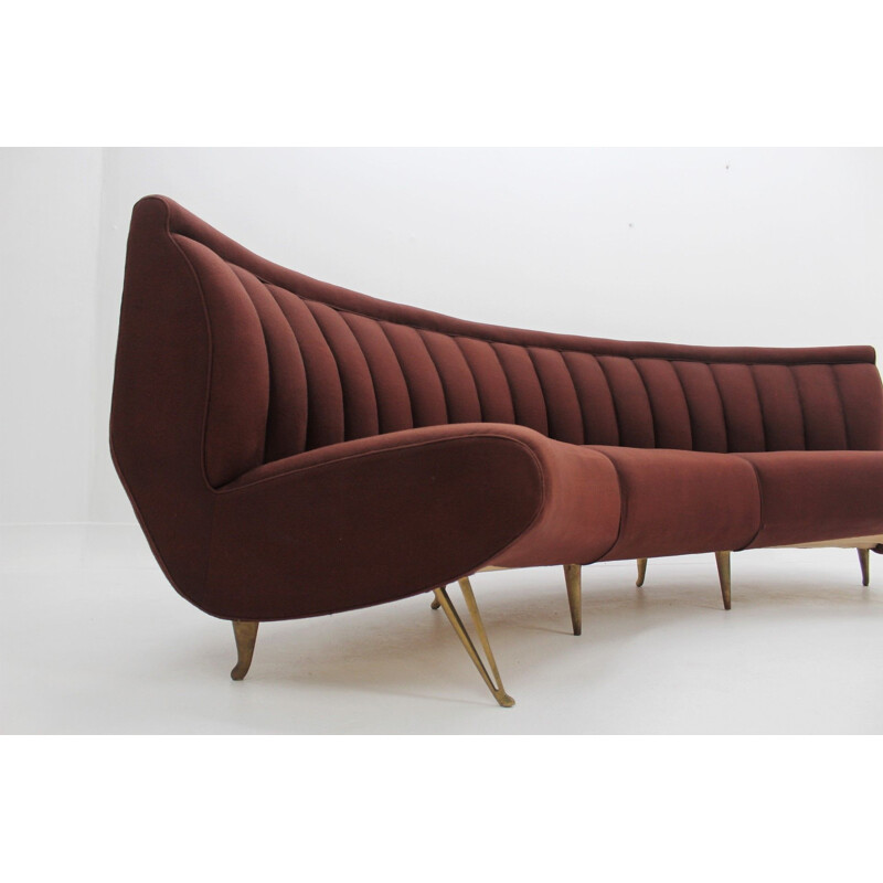 Vintage ISA Bergamo curved sofa, 1950s