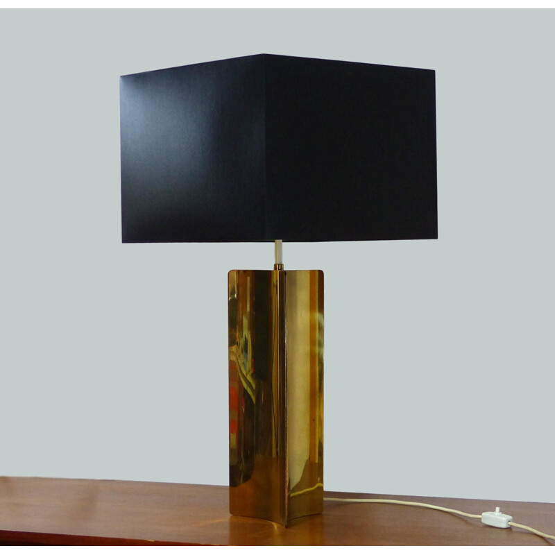 Vintage lamp in gilded brass and metal, 1970