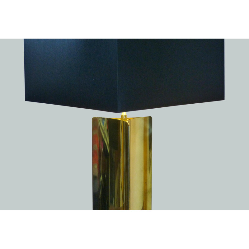 Vintage lamp in verguld messing en metaal, 1970