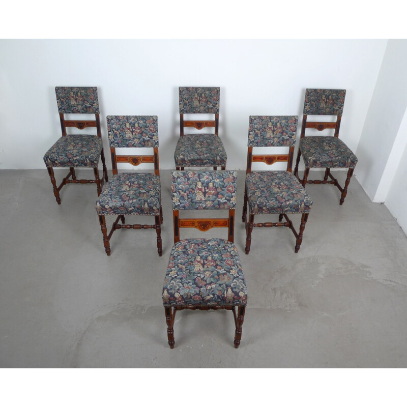 Set van 6 vintage eiken eetkamerstoelen, Duitsland 1930