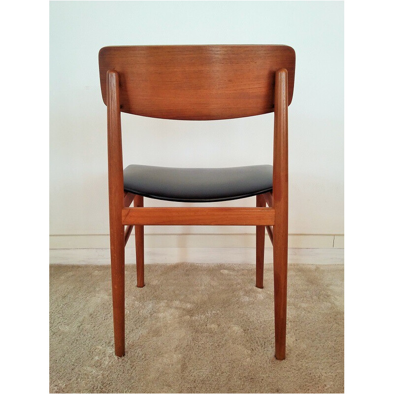 Sax set of 4 scandinavian chairs in teak and leatherette, S. CHROBAT - 1960s