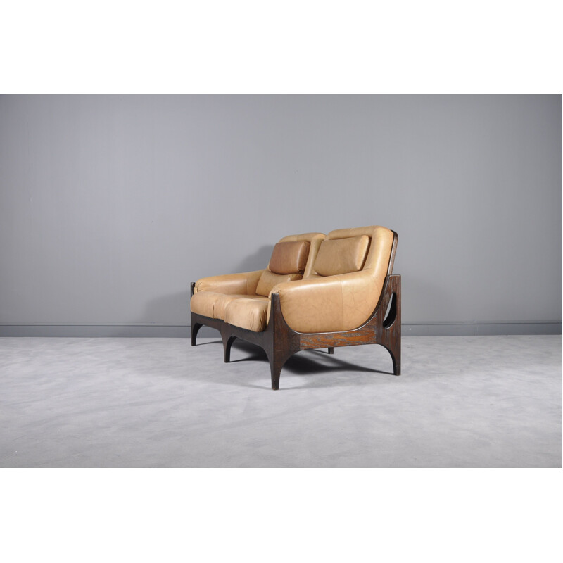 Danish brown leather sofa, 1960s