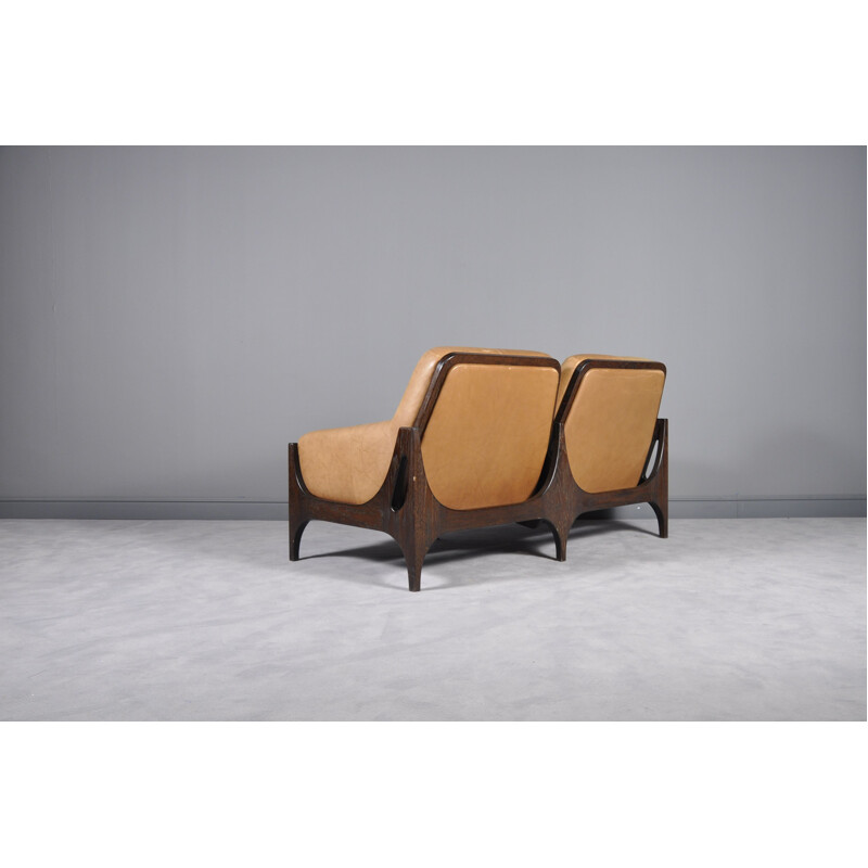 Danish brown leather sofa, 1960s