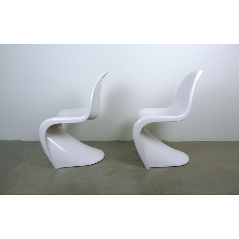 Vintage Set of 2 White Panton Chairs by Verner Panton for Vitra, 1970s