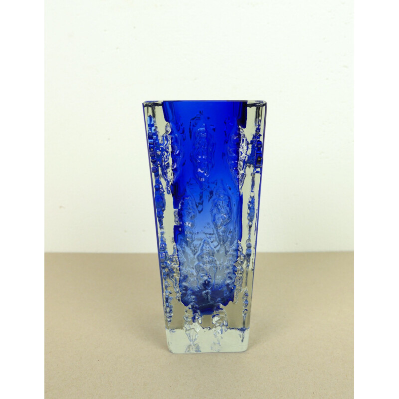 Vintage Blue Glass Vase from Glashütte Kurt Wokan, Austri 1970s