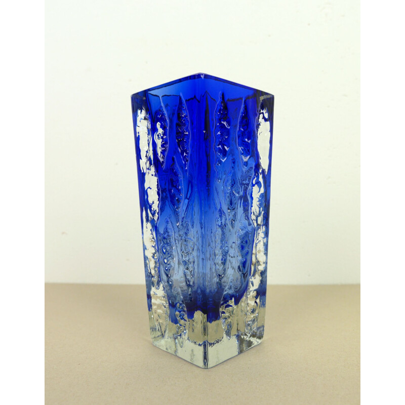 Vintage Blue Glass Vase from Glashütte Kurt Wokan, Austri 1970s