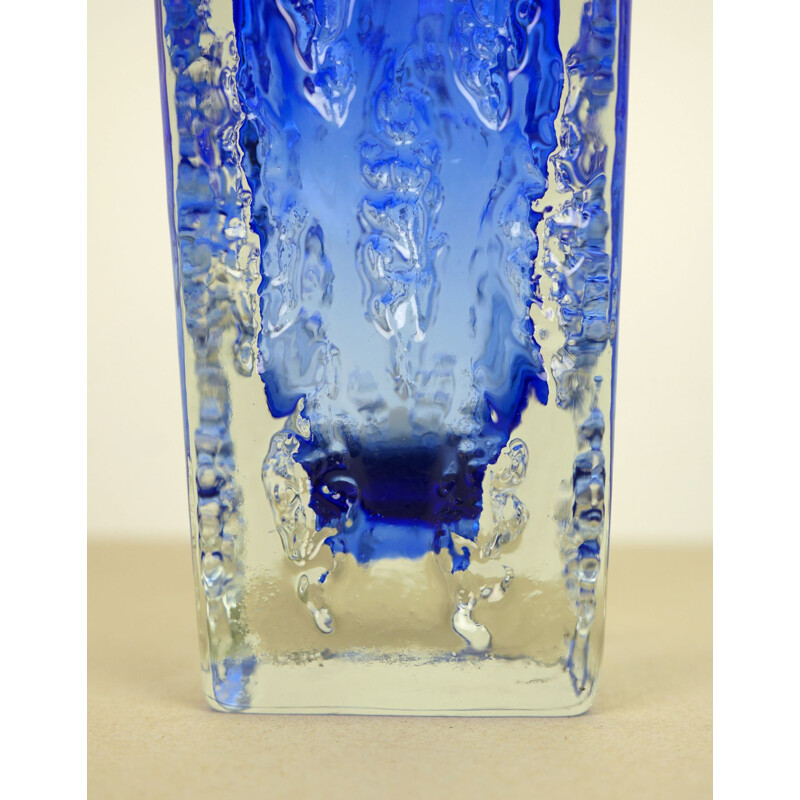 Vintage Blue Glass Vase from Glashütte Kurt Wokan, Austri 1970s