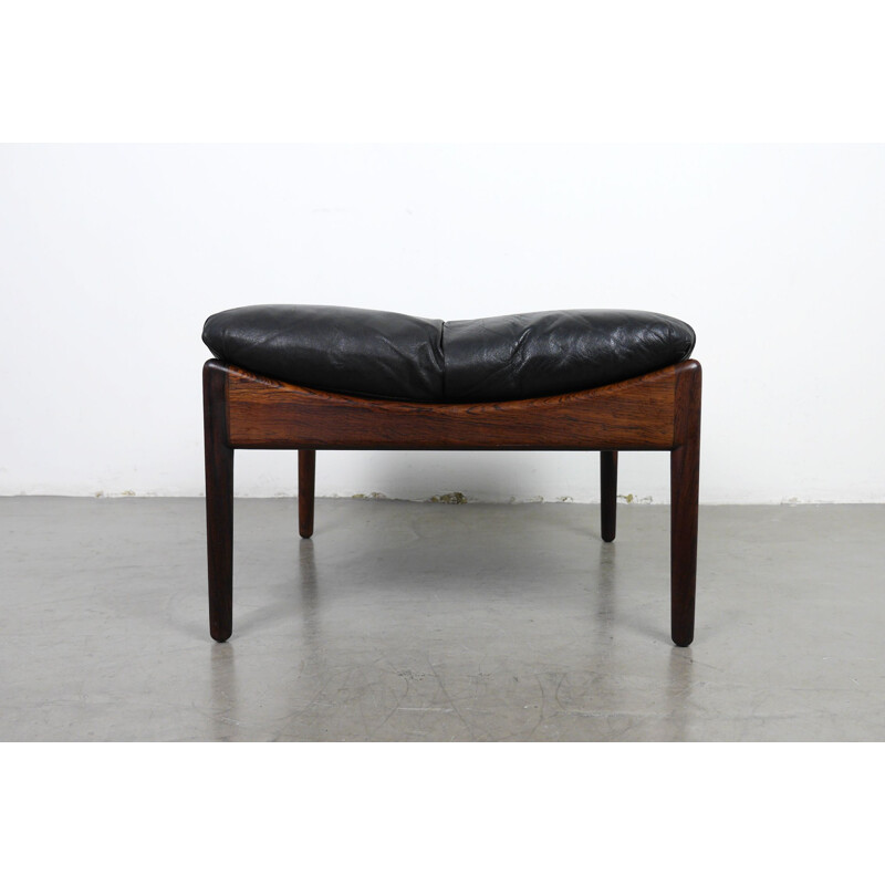 Vintage Rosewood and Leather Stool by Kristian Solmer Vedel for Søren Wiladsen, Denmark, 1960s