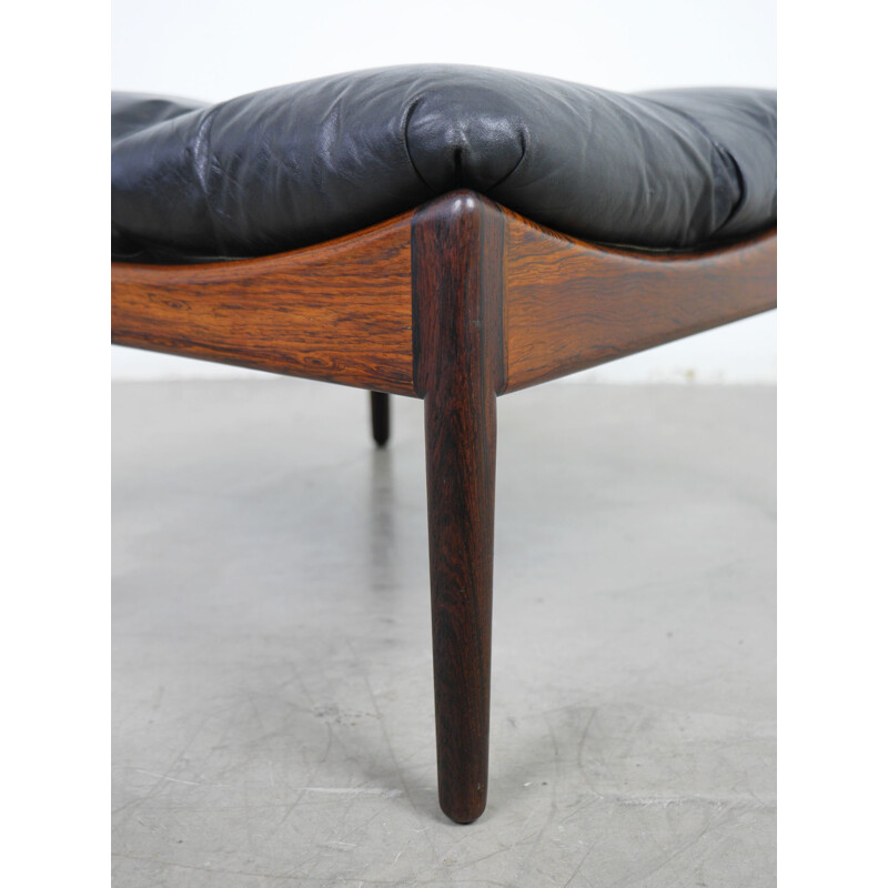 Vintage Rosewood and Leather Stool by Kristian Solmer Vedel for Søren Wiladsen, Denmark, 1960s