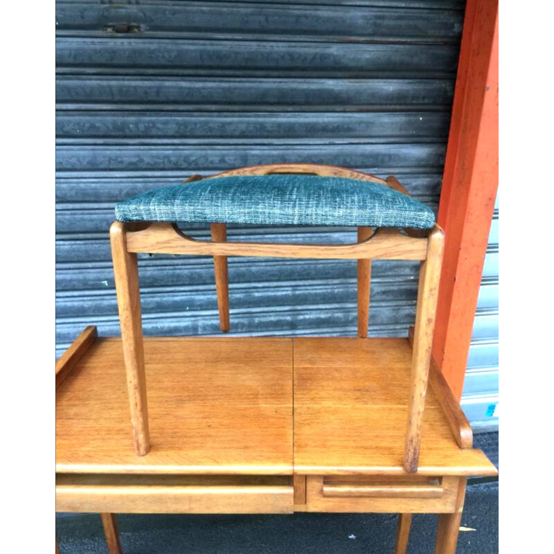 Small hairdresser and vintage oak stool, 1950