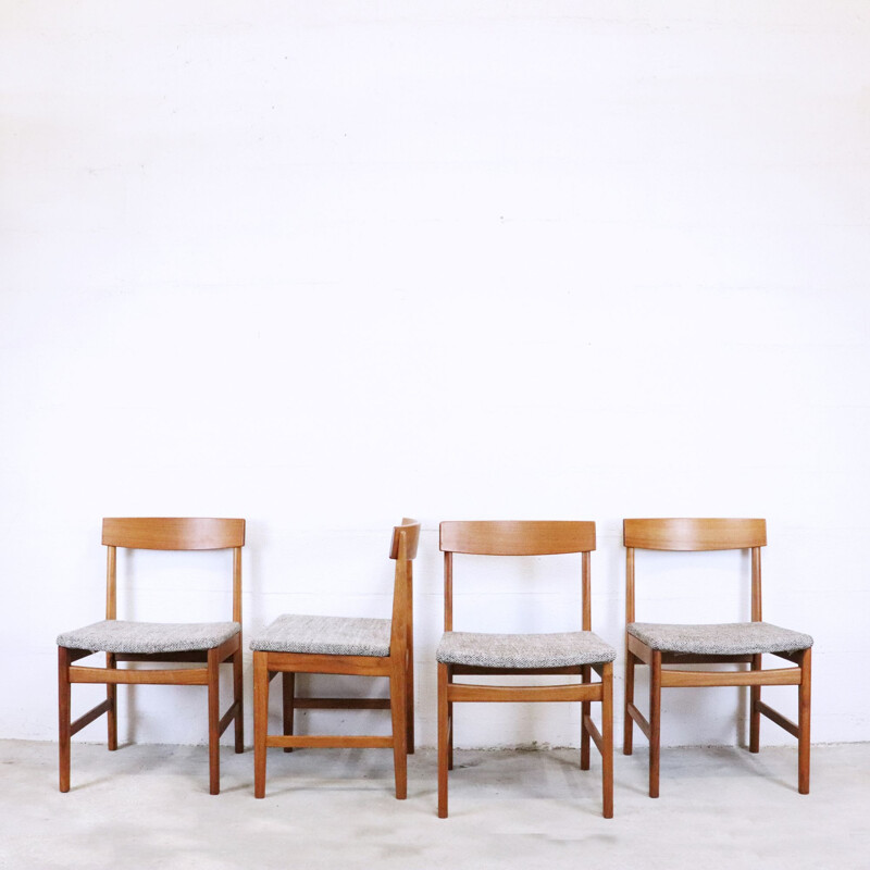 Set of 4 vintage teak dining chairs, Denmark, 1960s