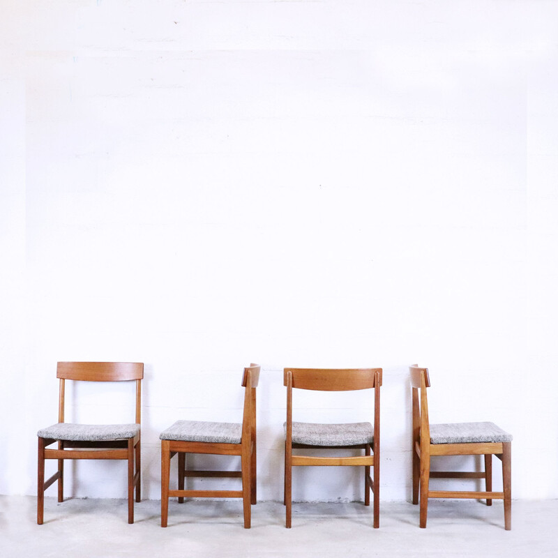 Set of 4 vintage teak dining chairs, Denmark, 1960s
