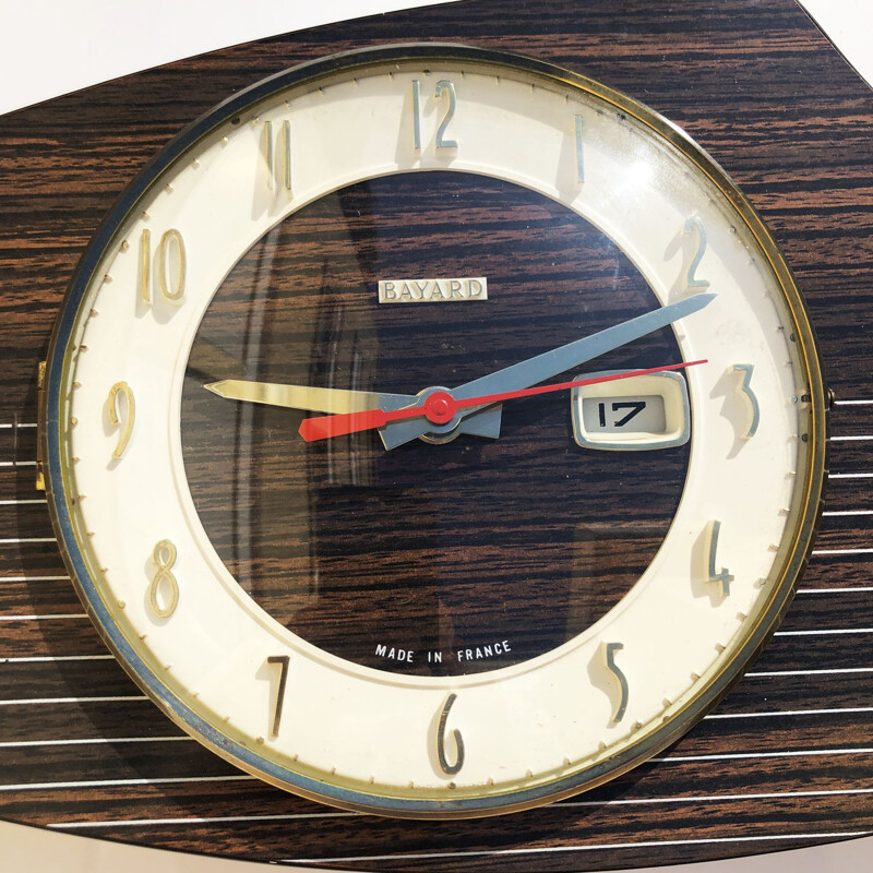 Horloge murale vintage en bois, 1960