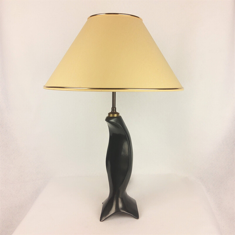 Black zoomorphic vintage lamp, France, 1950s