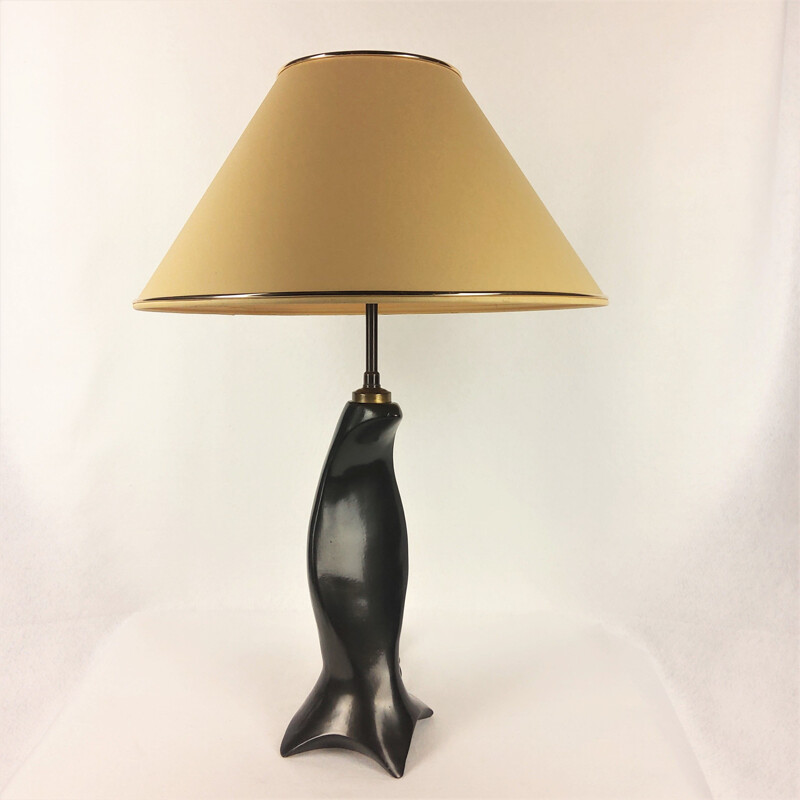Lampe vintage zoomorphe noire, France, 1950