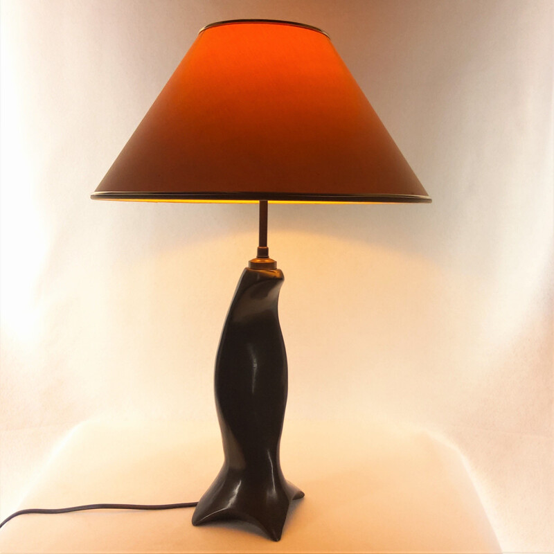 Black zoomorphic vintage lamp, France, 1950s