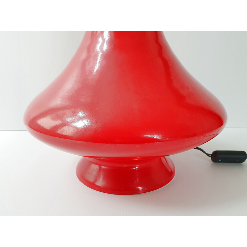 Lampe vintage rouge en verre, 1960