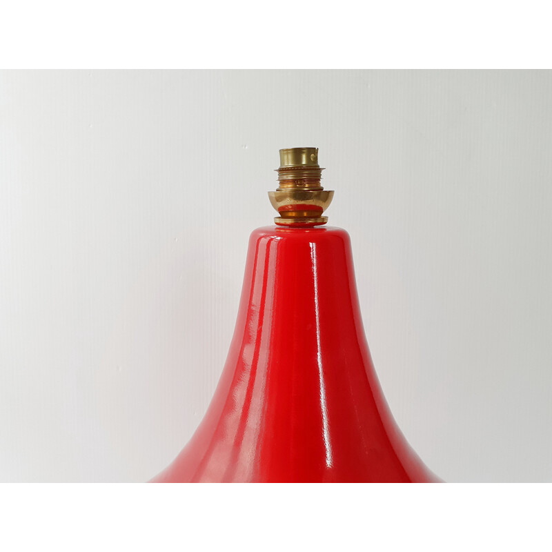 Vintage rode glazen lamp, 1960