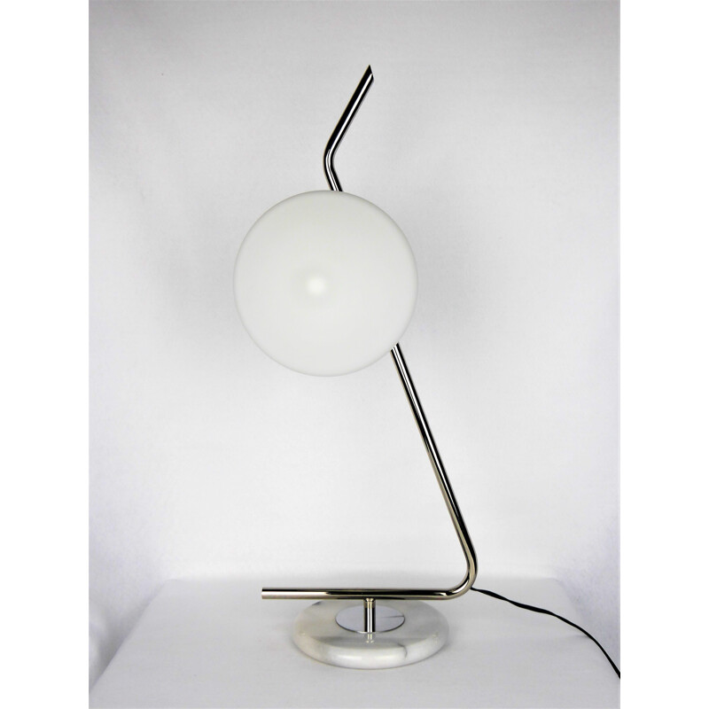 Lampe vintage en verre et marbre par Arlus, 1950