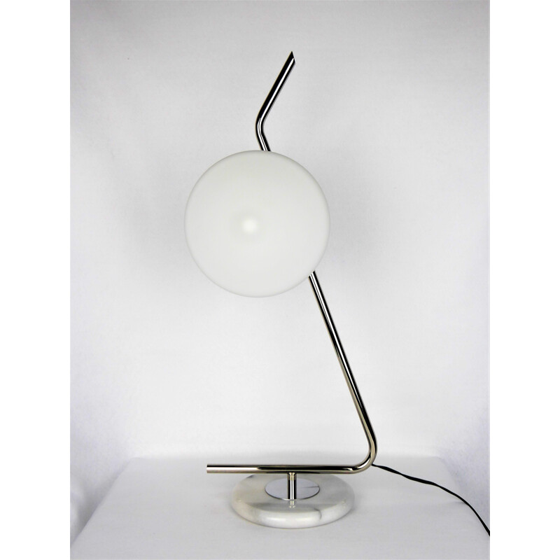 Vintage glass and marble lamp by Arlus, 1950s