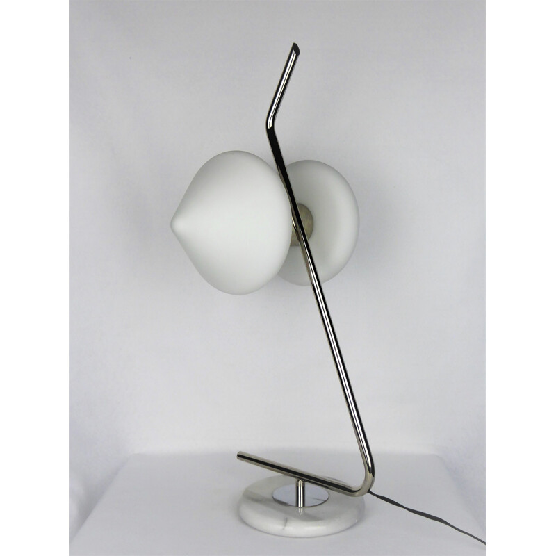 Vintage glass and marble lamp by Arlus, 1950s