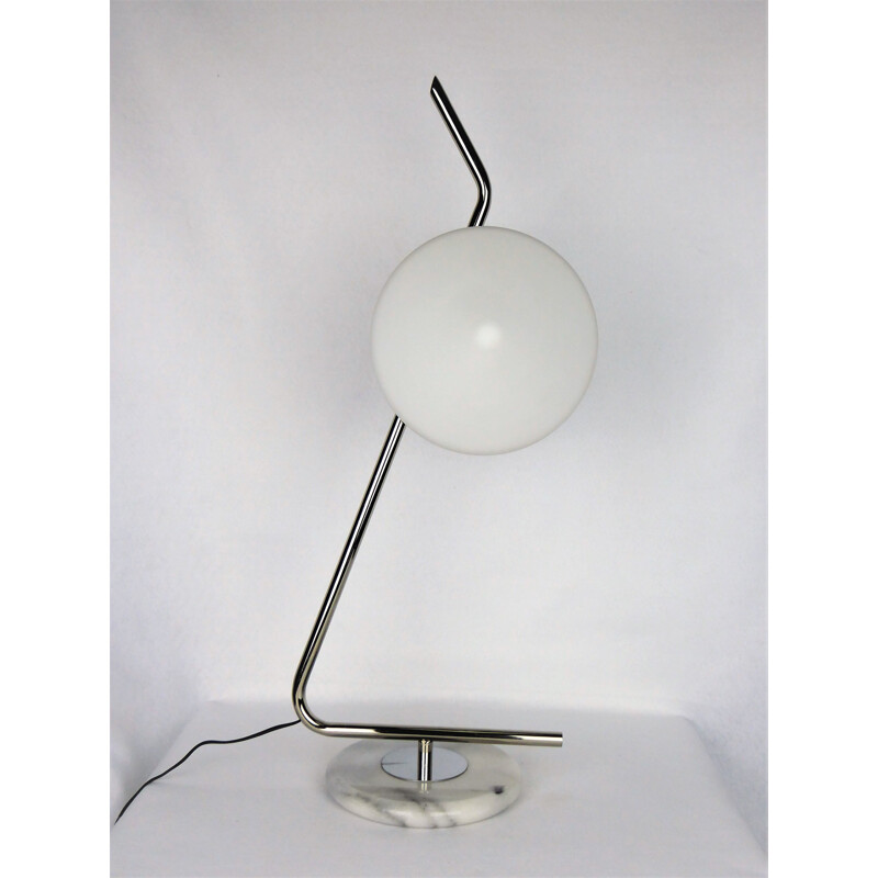 Lampe vintage en verre et marbre par Arlus, 1950