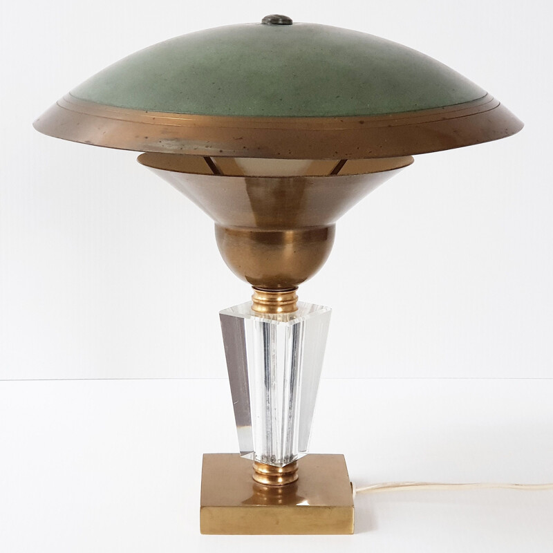 Vintage metal and brass lamp, 1930s