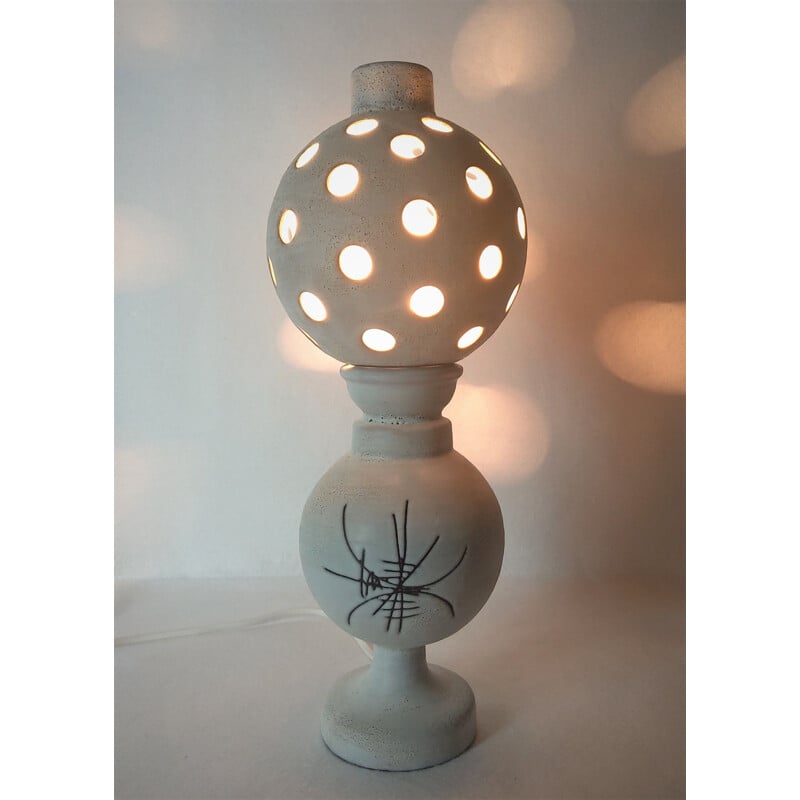 Vintage keramische lamp van Henri Cimal, 1960