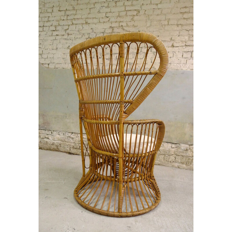 Large vintage rattan chair, 1950s