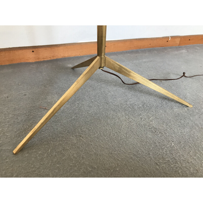 Vintage tripod floor lamp in teak and brass, 1960s