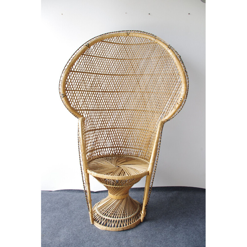 Fauteuil en osier vintage, 1970