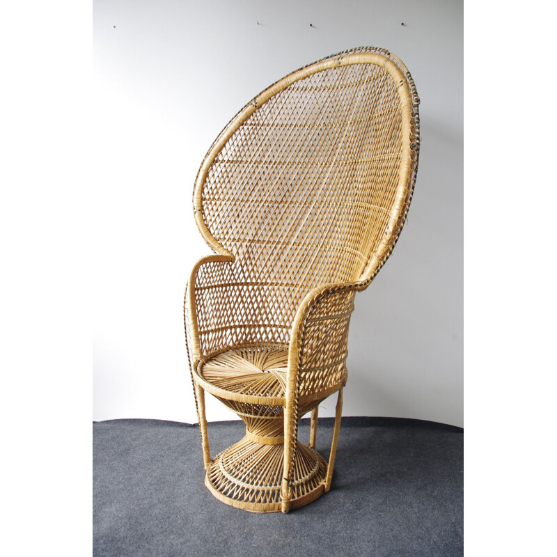 Fauteuil en osier vintage, 1970