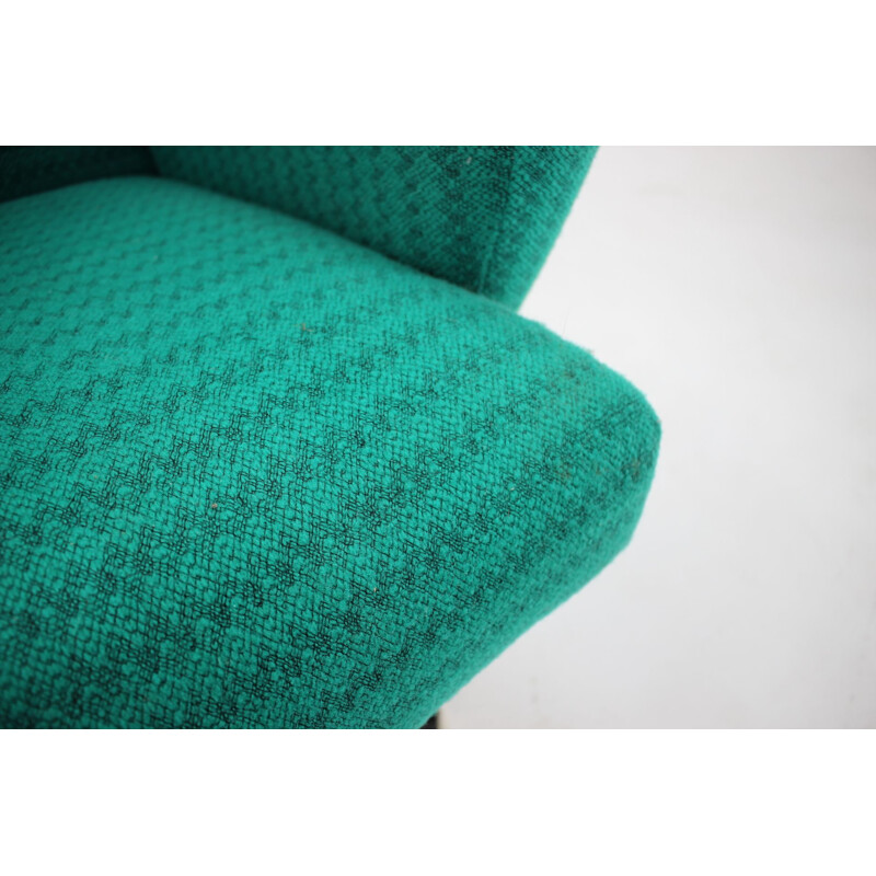 Vintage swivel wing green armchair, 1960s