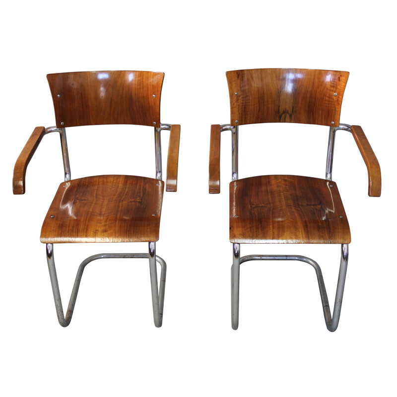 Set of 2 vintages wooden chairs by Anton Lorenz, 1930s