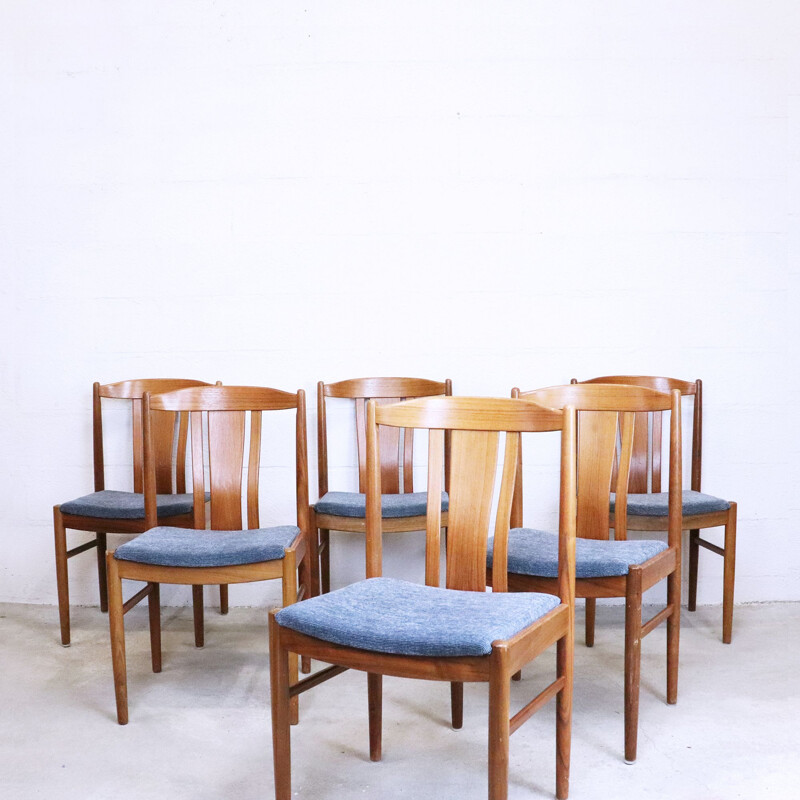 Set van 6 vintage teakhouten stoelen, Zweden, 1960