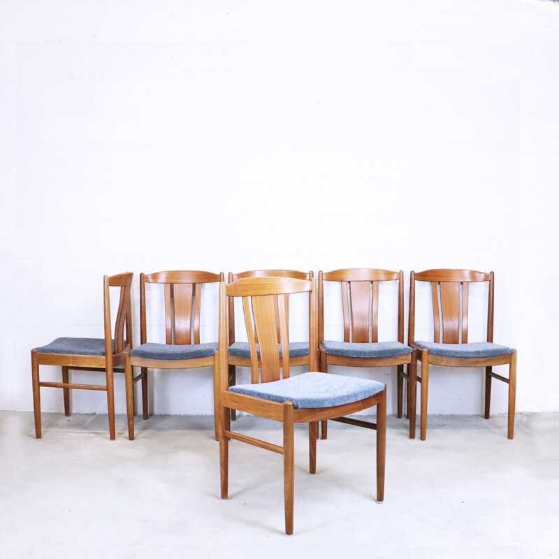 Set of 6 vintage teak chairs, Sweden, 1960s