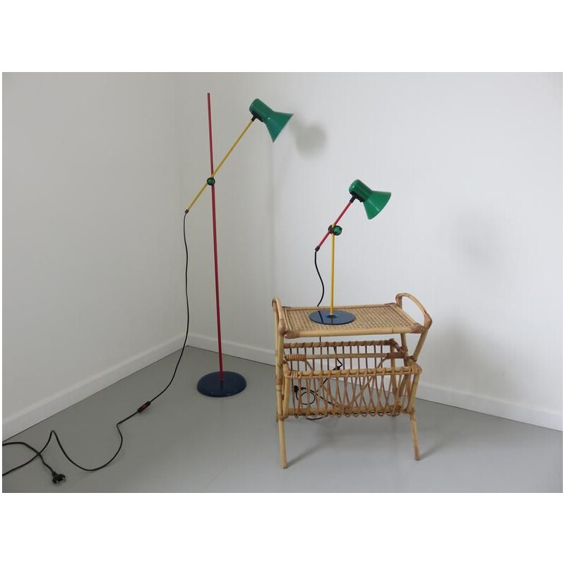 Vintage floor lamp and lamp "Veneta lumi" by Lumi, 1980s