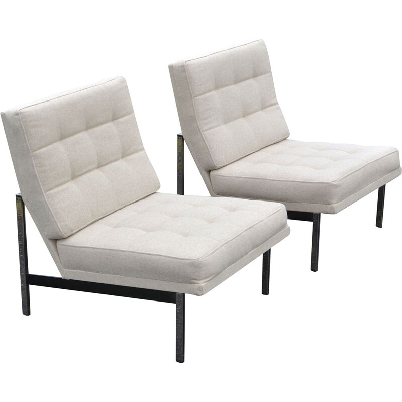 Set of 2 vintage armchairs "Parallel bar" by Florence Knoll, 1950s