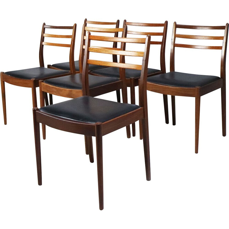 Set of 6 vintage teak dining chairs, Denmark, 1960-70s