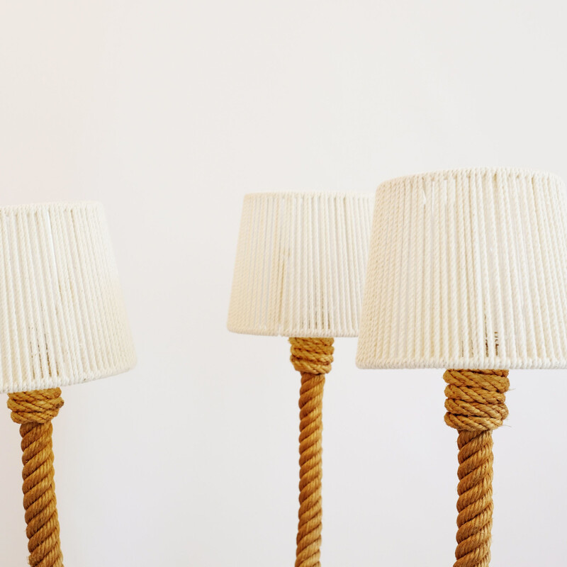 Vintage floor lamp in rope, 1940-50s