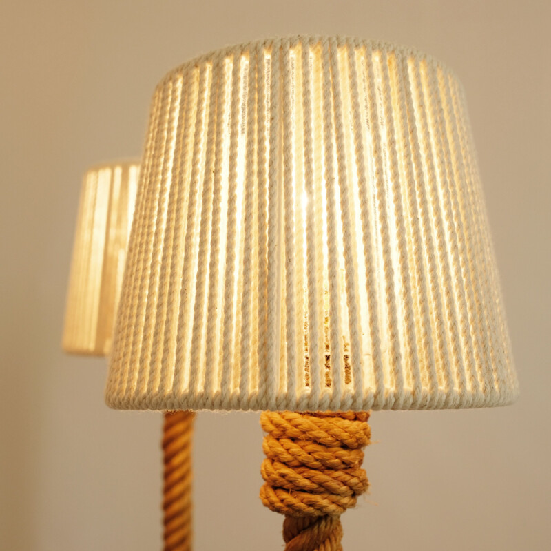 Vintage floor lamp in rope, 1940-50s