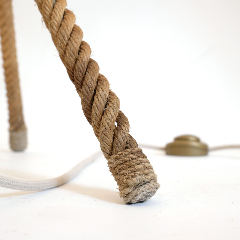 Vintage floor lamp in rope, 1940-50s